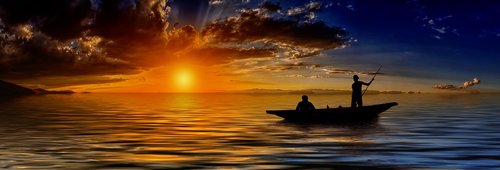 sunset  fisherman  fishing boat