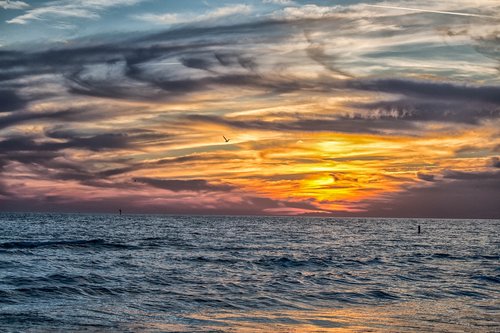 sunset  water  clouds