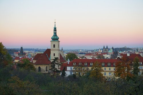 sunset  prague  czechia