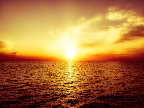 sunset  water  sea