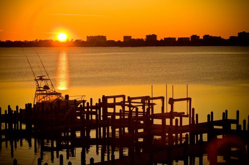 sunset seaside sea