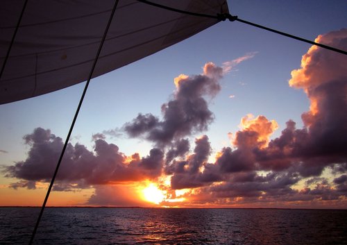 sunset  sailing  caribbean