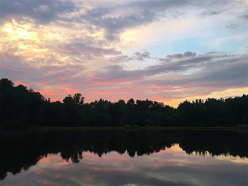 sunset  lake  sky