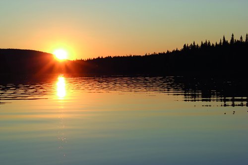 sunset  lake  lapland