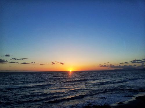 sunset sea greece