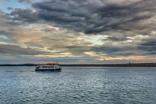 sunset  sea  boat