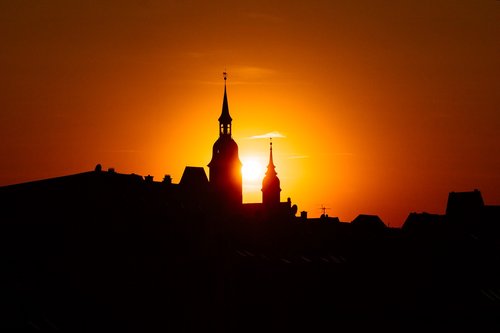 sunset  city  silhouette