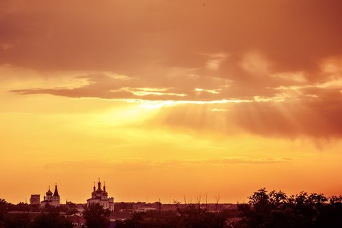 sunset  rays  sky