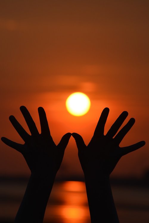 sunset  hands  love