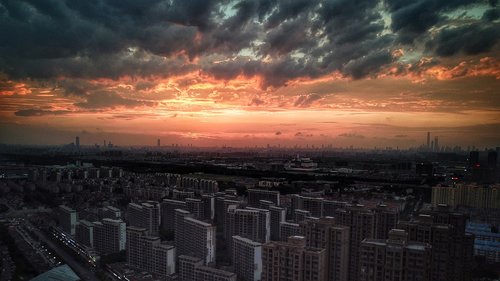 sunset  city  urban
