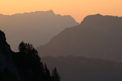 sunset  evening  mountains