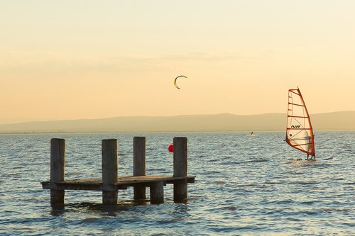 sunset  windsurfing  surfer