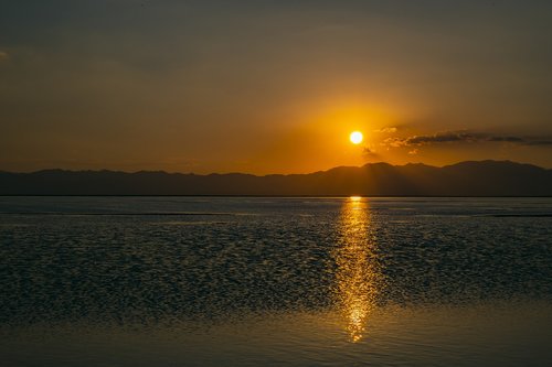 sunset  lake  salt