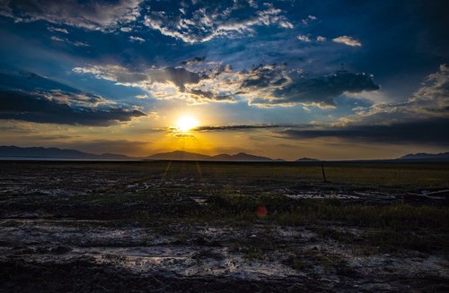 sunset  lake  water