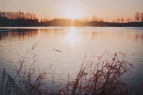 sunset  lake  landscape