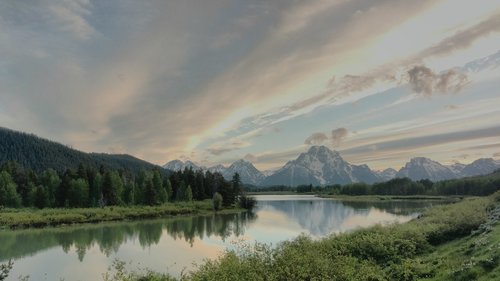 sunset  mountains  river