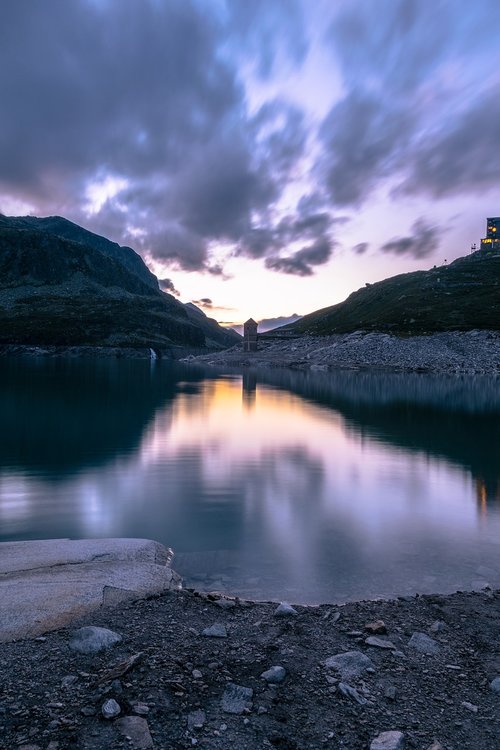 sunset  blue hour  lake