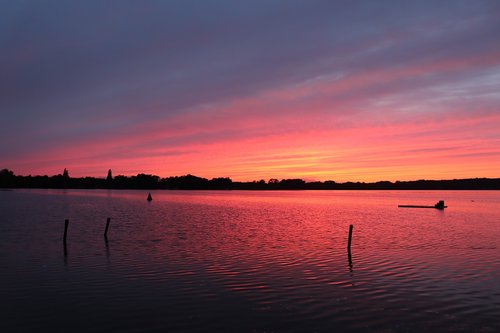 sunset  lake  nature