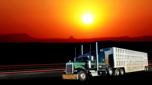 sunset  truck american  rest