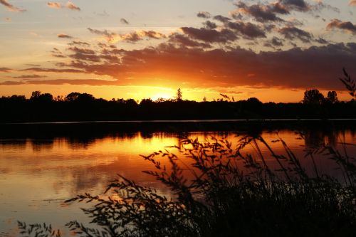 sunset lake water