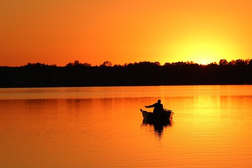 sunset  lake  landscape