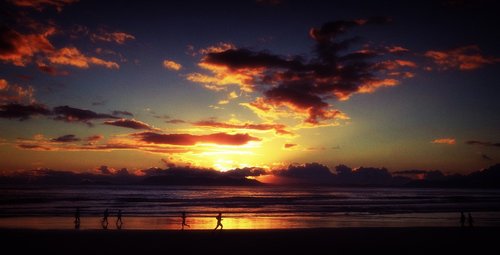 sunset  beach  clouds