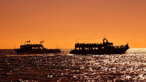 sunset  boats  sea