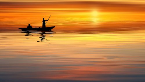 sunset  ocean  boat
