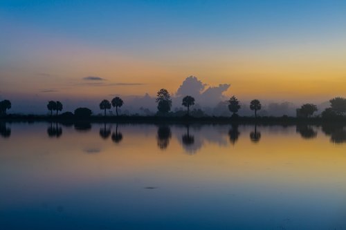 sunset  lake  reflection
