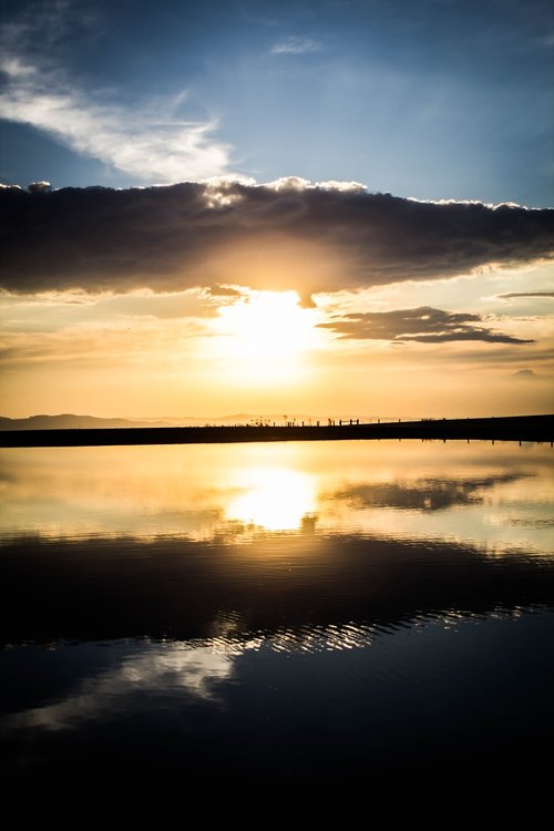 sunset  lake  pond