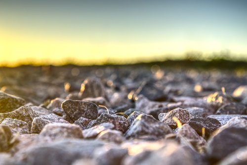 sunset  stones  gravel