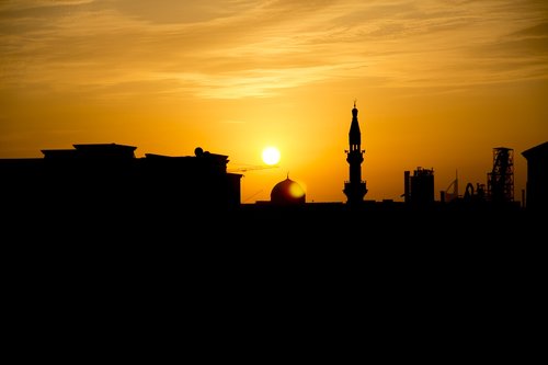 sunset  mosque  black
