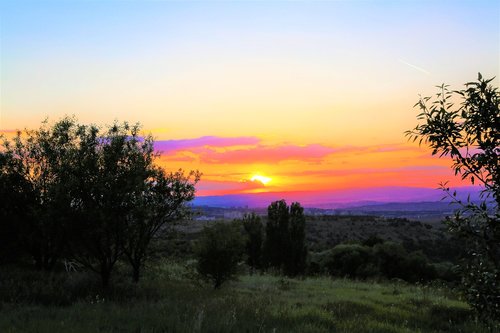 sunset  in the evening  sky