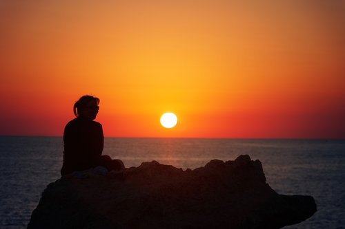 sunset  sea  silhouette