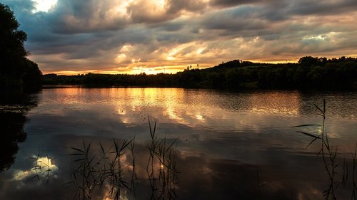 sunset  target began  lake