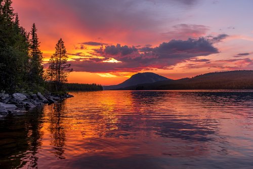 sunset  lake  water