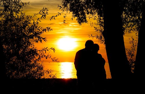 sunset  lake  romance