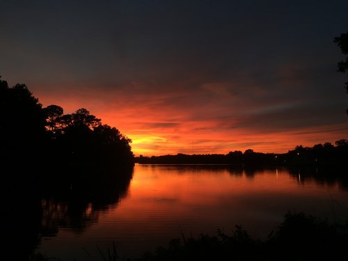 sunset  lake  louisiana