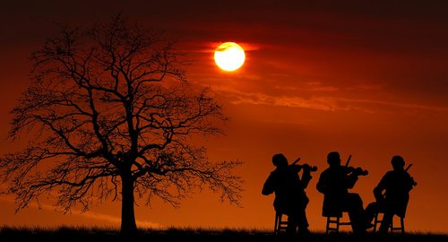 sunset  concert  violinists