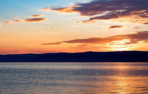 sunset  baikal lake  siberia