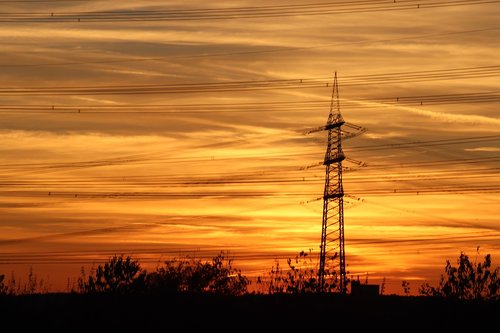 sunset  power pylon  orange