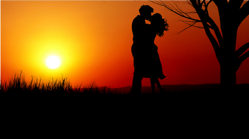 sunset  couple  romance