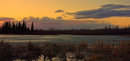 sunset  lake  landscape