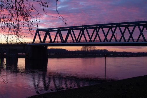 sunset  bridge  landscape