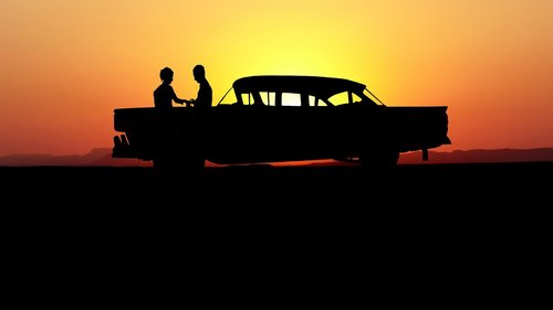 sunset  couple  car