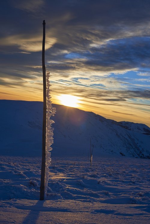 sunset  winter  ice