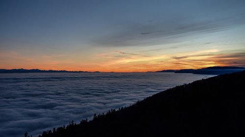 sunset  fog  landscape