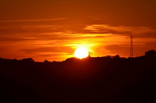 sunset strommast power line