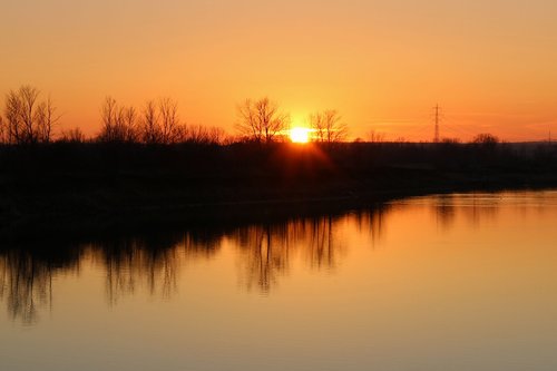 sunset  lake  landscape