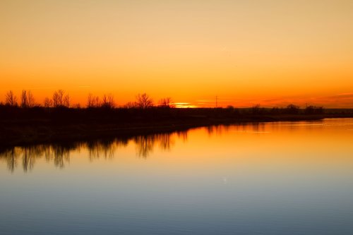 sunset  lake  landscape